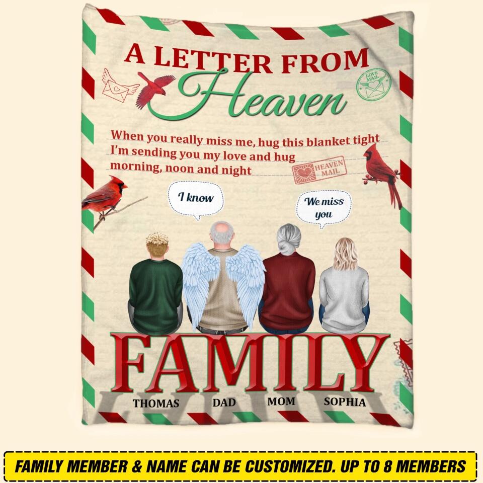Personalized A Letter From Heaven Memorial Person Family Gifts Quilt Blanket Printed PNDT2812