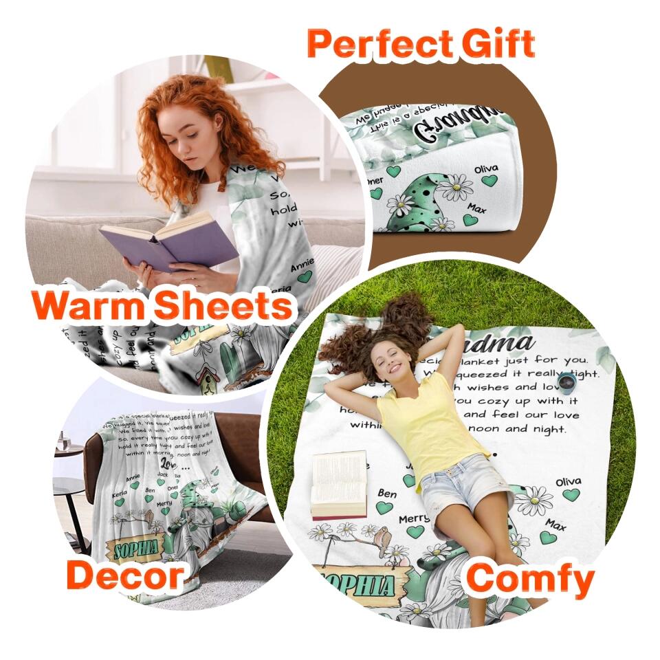 Personalized  Grandma Love From Grandkids Kid Nam Hippie Quilt Blanket Printed 22DEC-HQ29