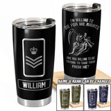Personalized Canadian Veteran/Soldier Rank Camo Tumbler Printed 22DEC-DT30