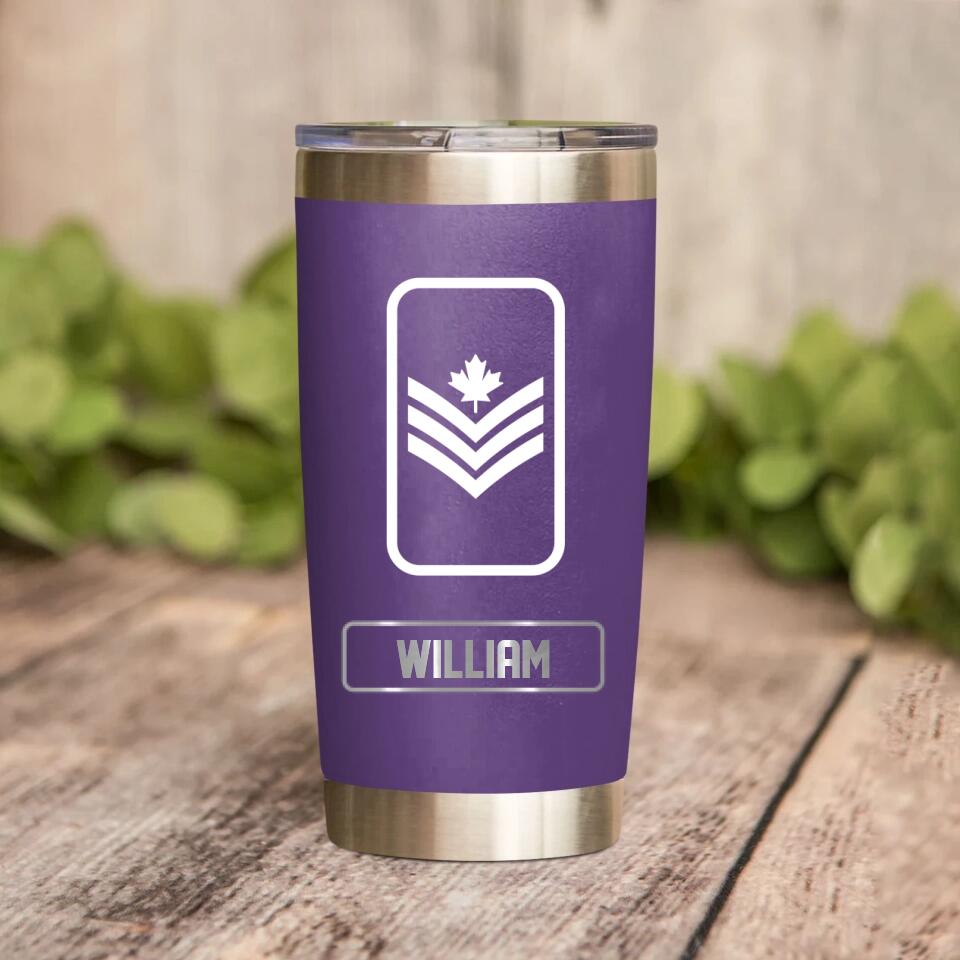 Personalized Canadian Veteran/Soldier Rank Camo Tumbler Printed 22DEC-DT30