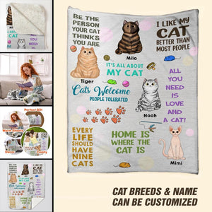Personalized I Like My Cat Better Than Most People Cats Welcome Quilt Blanket Printed PNDT0301