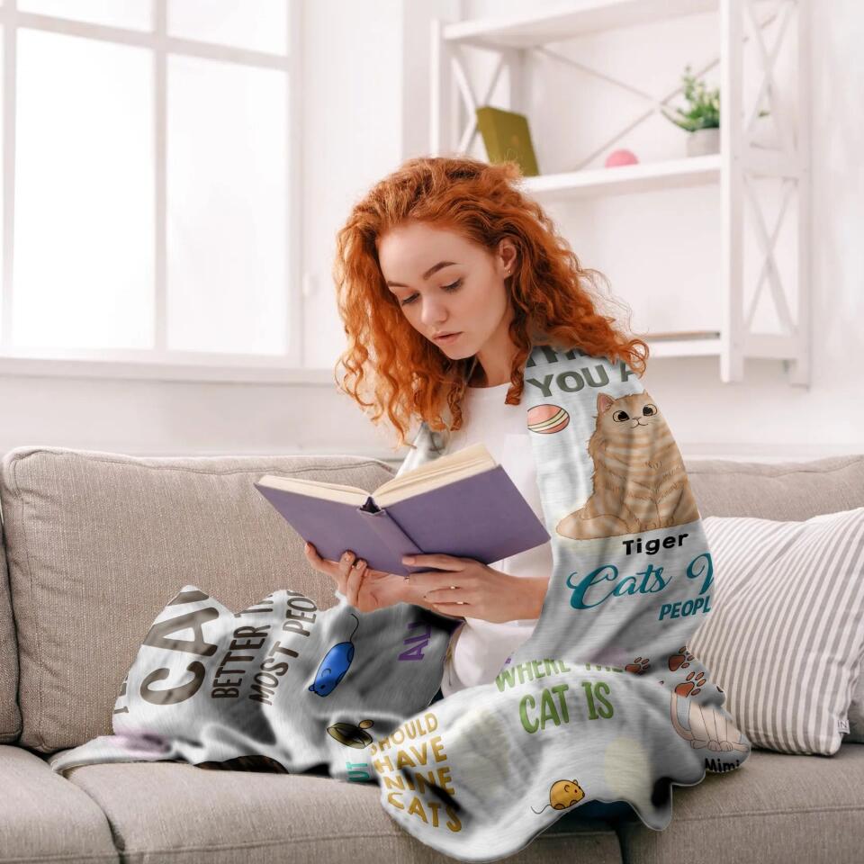 Personalized I Like My Cat Better Than Most People Cats Welcome Quilt Blanket Printed PNDT0301