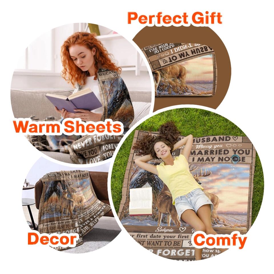 Personalized To My Husband I Married You Love From Wife Gifts For Your Husband Deer Quilt Blanket Printed 23JAN-HQ03