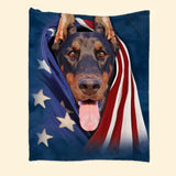 Personalized Your Doberman Image US Flag Quilt Blanket Printed QTHQ0301