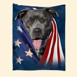 Personalized Your Pitbull Image US Flag Quilt Blanket Printed QTHQ0301