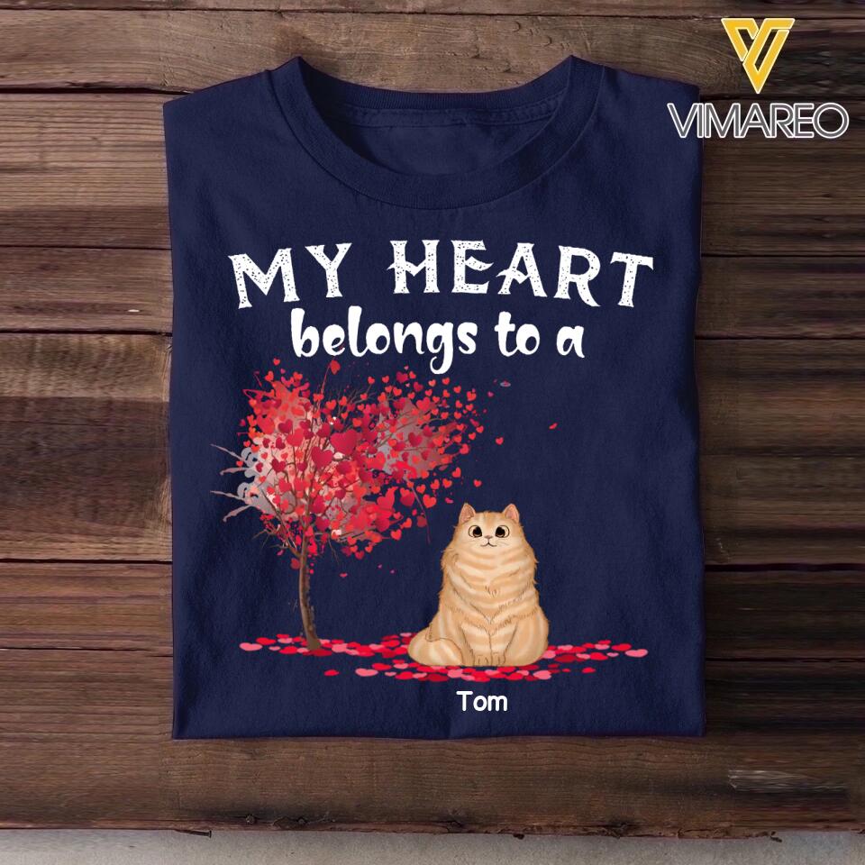 Personalized My Heart Belongs To A Cat Tshirt Printed 23JAN-DT06