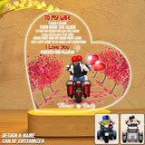 Personalized Motorcycle Lovers For Couples To My Wife I Wish I Could Turn Back The Clock Led Lamp Printed PNDT070123