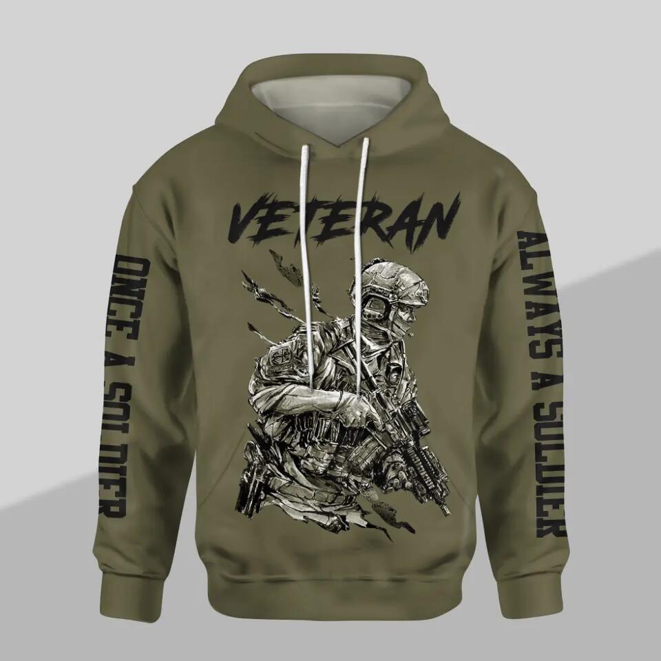Personalized Canadian Veteran Once A Soldier Always A Soldier Rank Hoodie Or Sweatpant 3D Printed 23JAN-HQ09