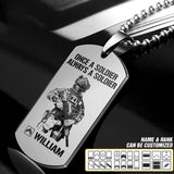 Personalized Once A Soldier Always A Soldier France Soldier/ Veteran Rank Camo Dog Tag Printed 23JAN-DT09