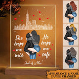 Personalized She Keeps Me Wild He Keeps Me Safe Couple Led Lamp Printed PNVD0901