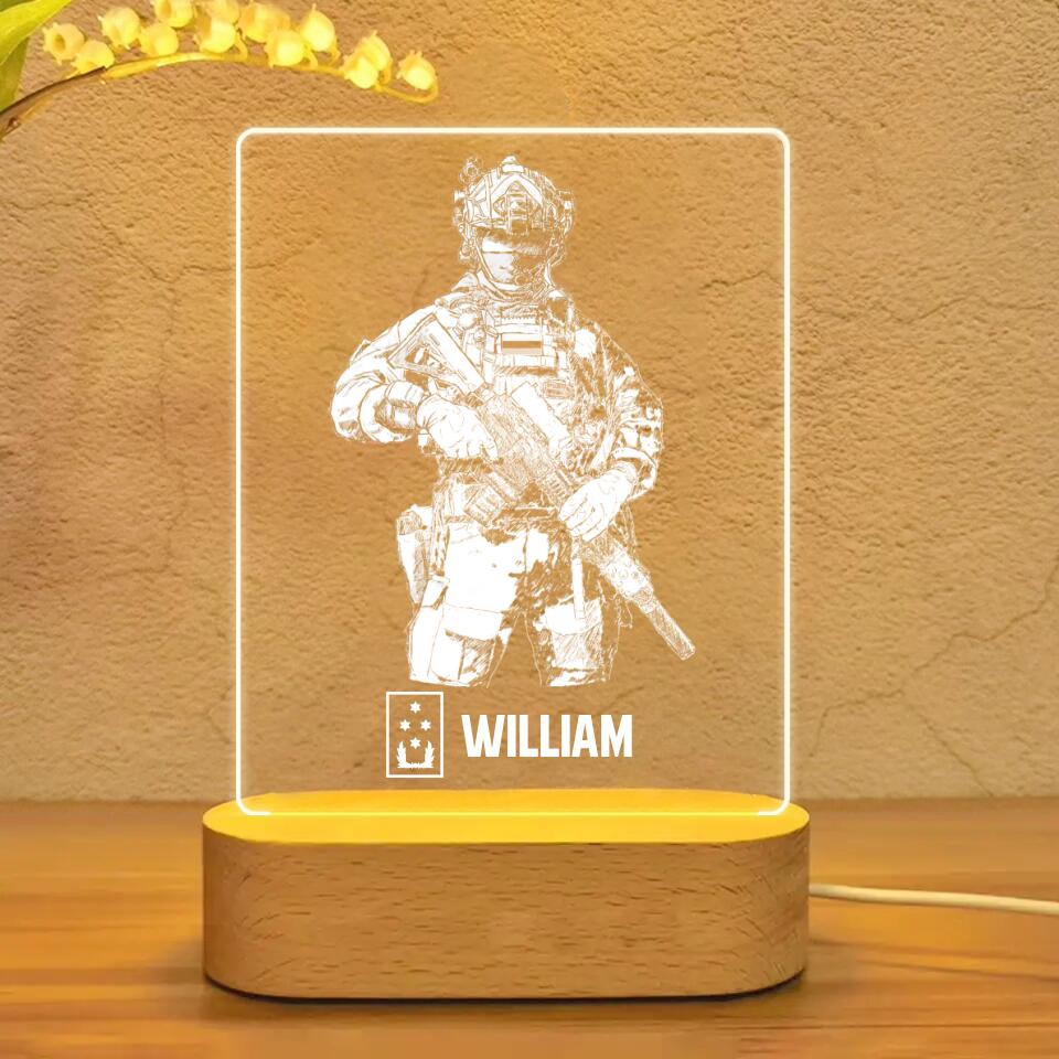 Personalized Netherlands Soldier/ Veteran Rank Name Led Lamp Printed 23JAN-HY11
