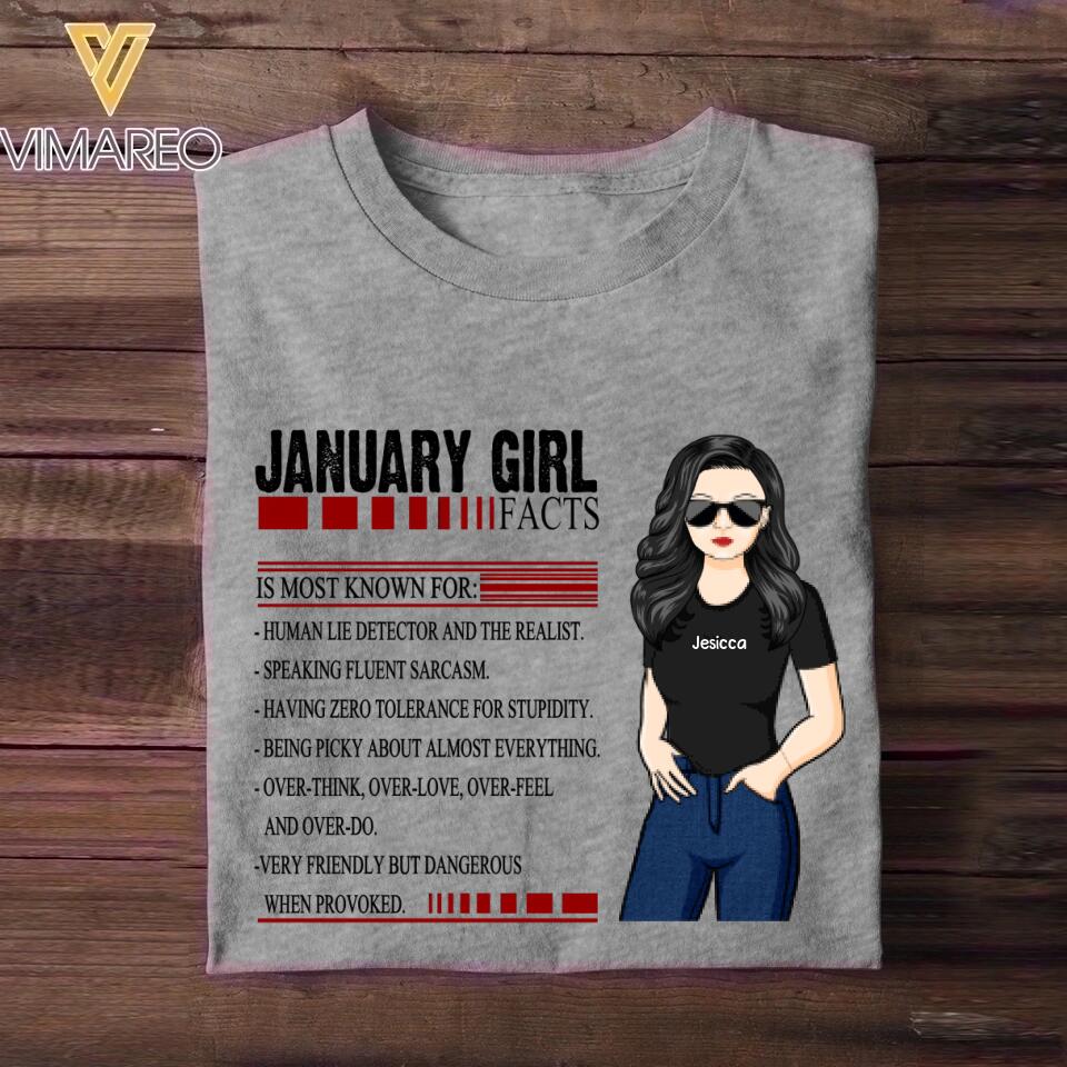 Personalized January Girl Facts Tshirt Printed 23JAN-HY12
