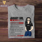 Personalized January Girl Facts Tshirt Printed 23JAN-HY12