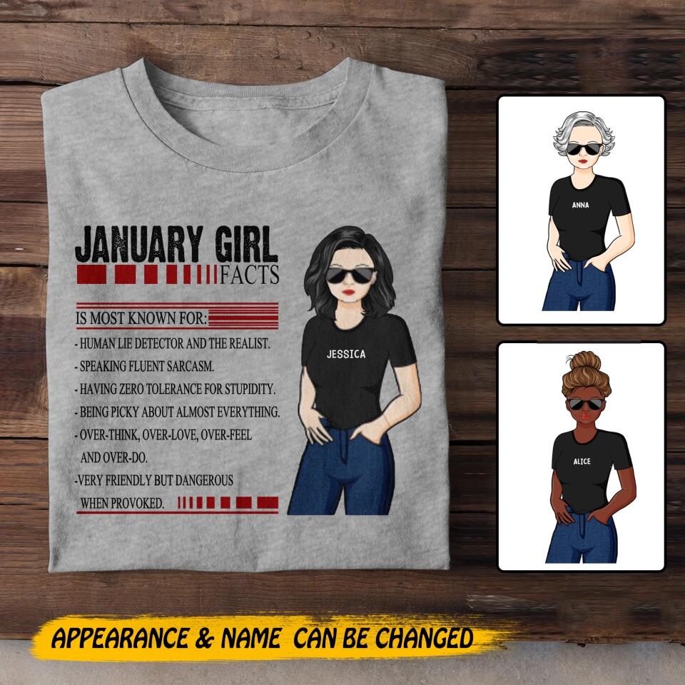 Personalized January Girl Facts Tshirt Printed 23JAN-HY12