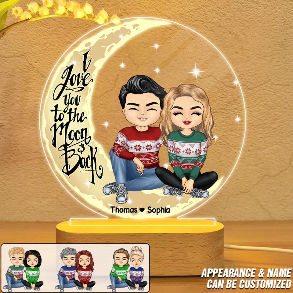 Personalized I Love You To The Moon & Back Couple Led Lamp Printed QTDT1301