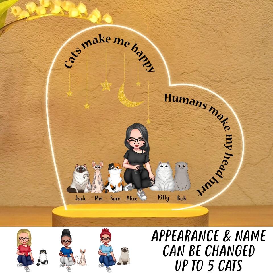 Personalized Cats Make Me Happy Humans Make My Head Hurt Led Lamp Printed PNVD1601