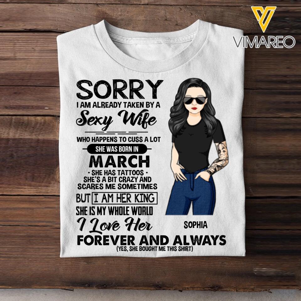 Personalized Taken By A March Sexy Wife  Tshirt Printed PNDT1601