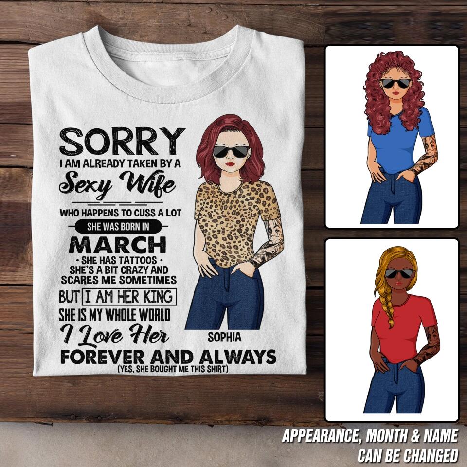 Personalized Taken By A March Sexy Wife  Tshirt Printed PNDT1601