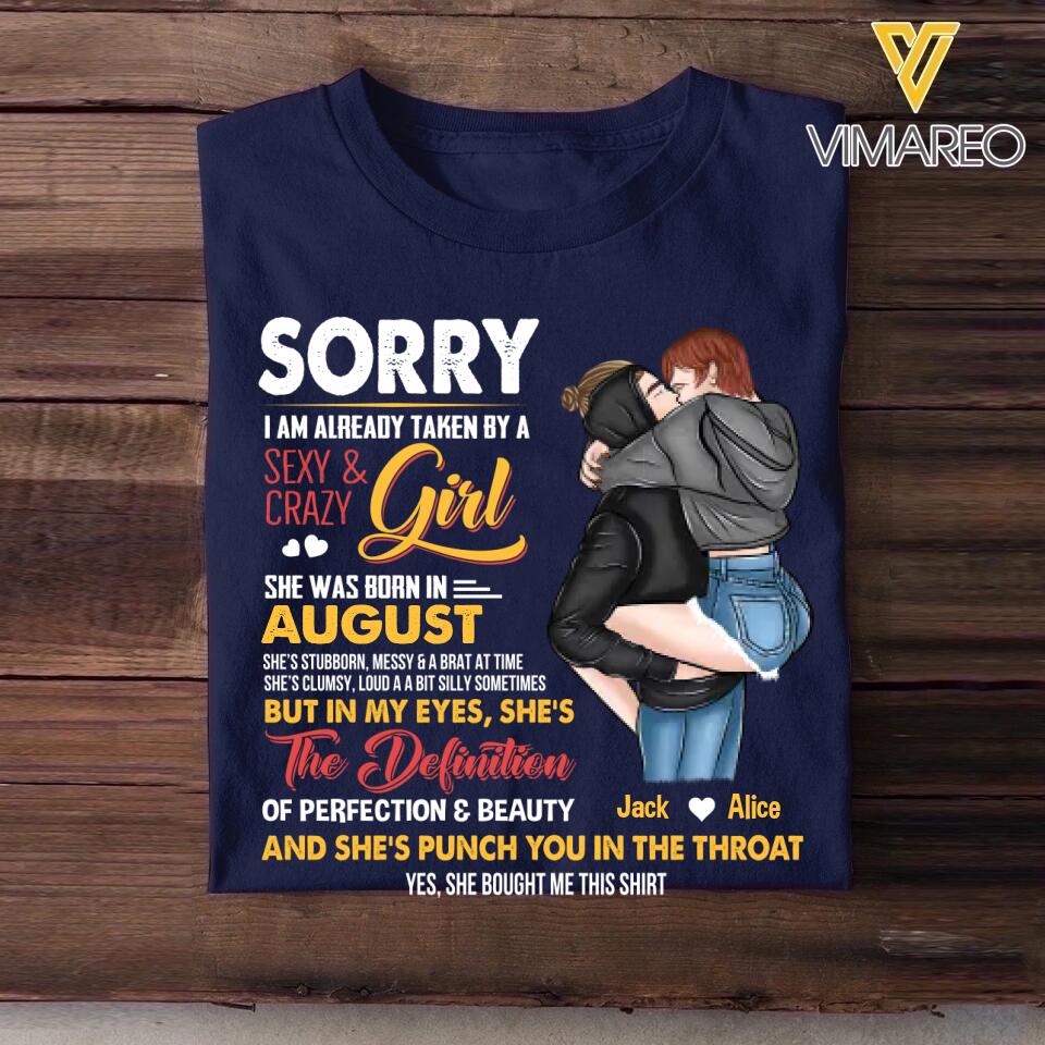 Personalized Taken By An August Sexy And Crazy Girl Tshirt Printed PNDT1601