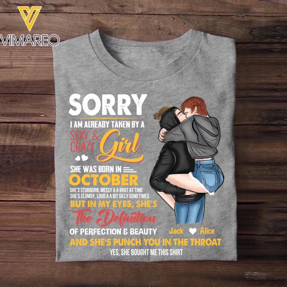 Personalized Taken By An October Sexy And Crazy Girl Tshirt Printed PNDT1601