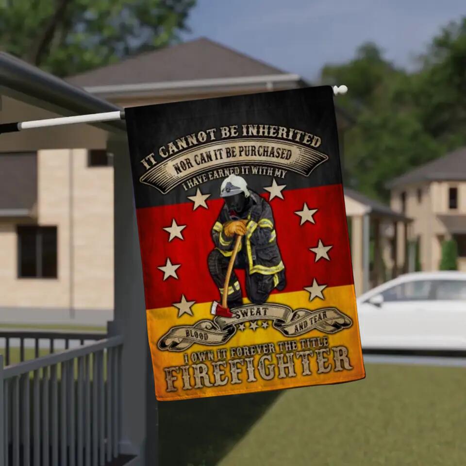 Personalized German Firefighter House Flag Printed 23JAN-DT18
