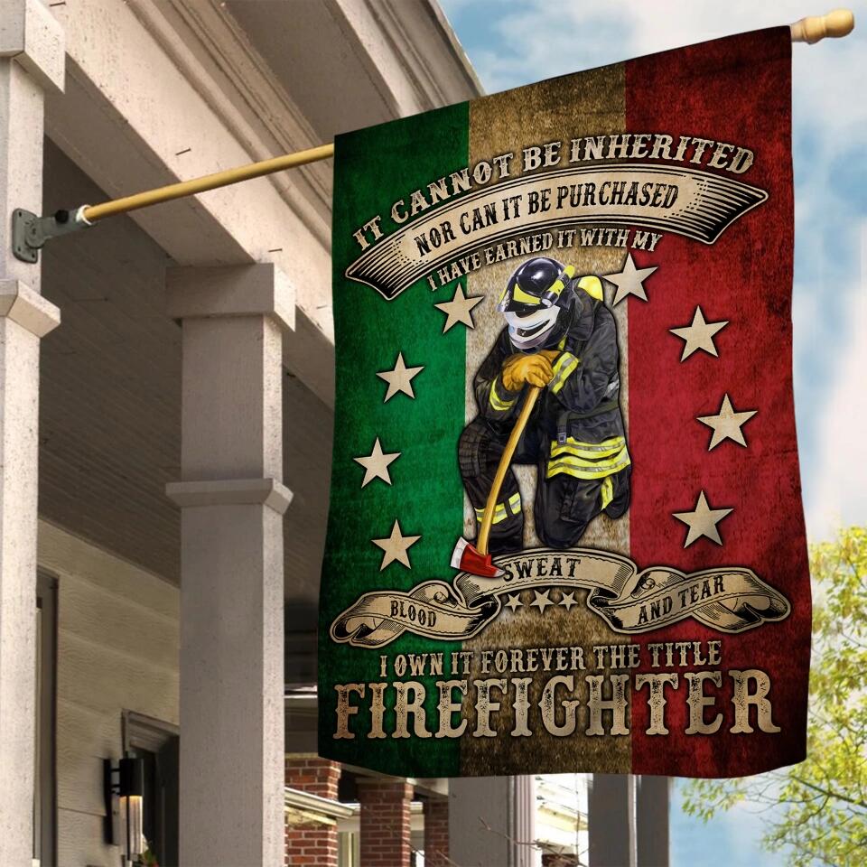 Personalized Italian Firefighter House Flag Printed 23JAN-DT18