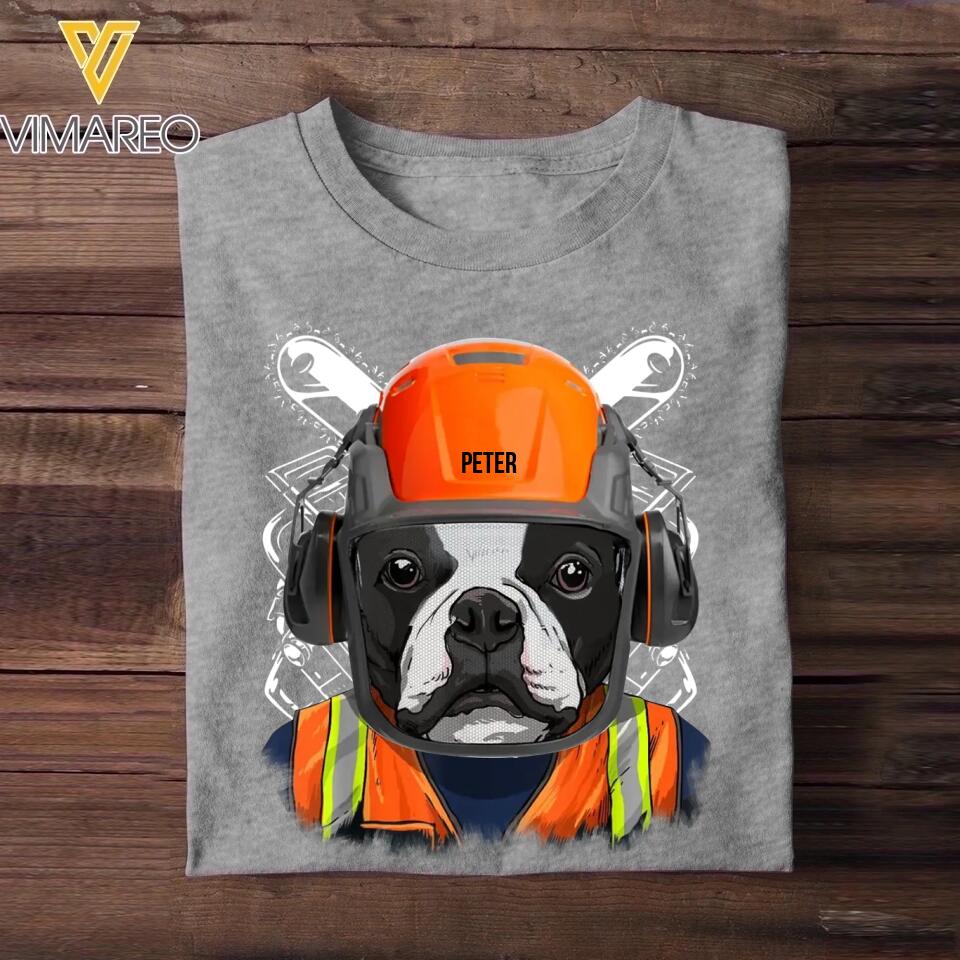 Personalized funny boston terrier Arborist, logger Tshirt Printed QTDT2901