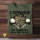 Personalized German Soldier/ Veteran I Served My Country What Did You Do Printed Tshirts 23JAN-HQ18