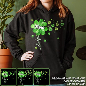 Personalized Lucky Grass Grandma & Kid Name Hoodie Printed 23JAN-DT01
