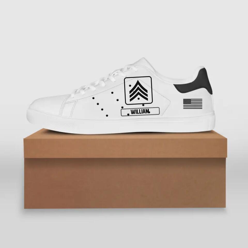Personalized US Soldier/ Veteran Rank Low Top Shoes 23FEB-DT02
