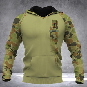 Personalized Australian Solider/ Veteran With Name and Rank Camo Hoodie 3D Printed QTDT0202