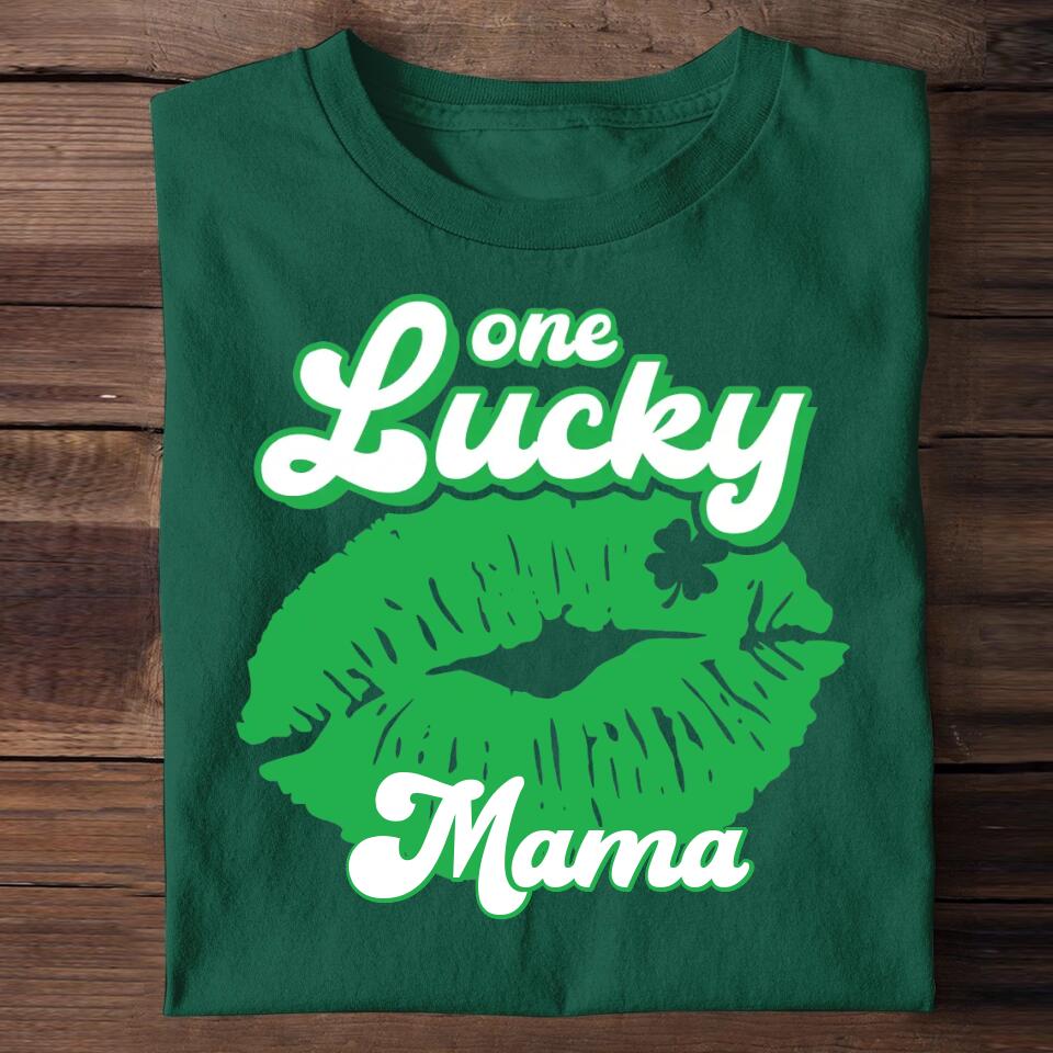 Personalized One Lucky Mama Tshirt Or Sweatshirt Printed QTHQ0302