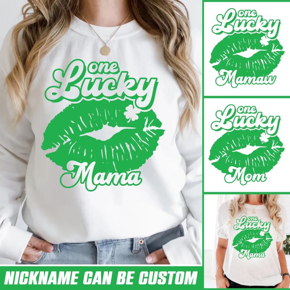 Personalized One Lucky Mama Tshirt Or Sweatshirt Printed QTHQ0302