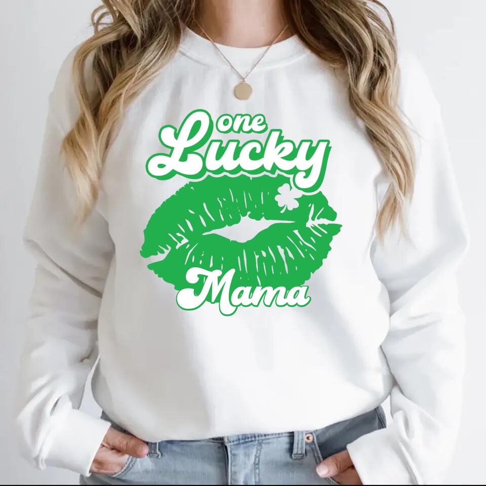 Personalized One Lucky Mama Tshirt Or Sweatshirt Printed QTHQ0302