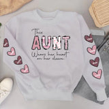 Personalized This Aunt Wears Her Heart On Her Sleeve Printed Sweatshirt 23FEB-VD06