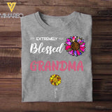 Personalized Extremely Blessed Grandma & Flowers with Kid's Name Tshirt Printed PNDT0902