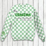 Personalized This Grandma Wears Her Heart On Her Sleeve Patrick Day Printed Sweatshirt QTHQ1002