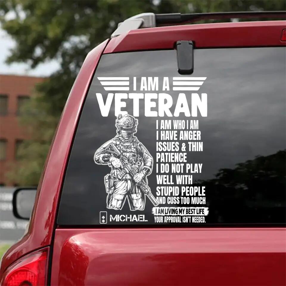 Personalized I Am An UK Veteran I Am Who I Am Rank Decal Printed QTHQ1502