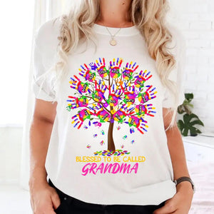 Personalized Blessed To Be Called Grandma Kid Name Tshirt Printed PNHQ1502