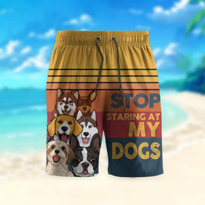Personalized Stop Staring At My Dogs Dog Lovers Tropical Beach Short QTHQ0403