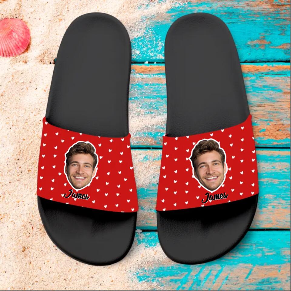 Personalized Upload Your Face Heart Slide Sandal Printed PNDT0403