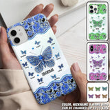 Personalized Butterflies & Flowers Grandma with Kid's Name Phonecase Printed 23MAR-DT04