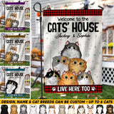 Personalized Welcome To The Cats' House Live Here Too Garden Flag Printed PNHQ0403