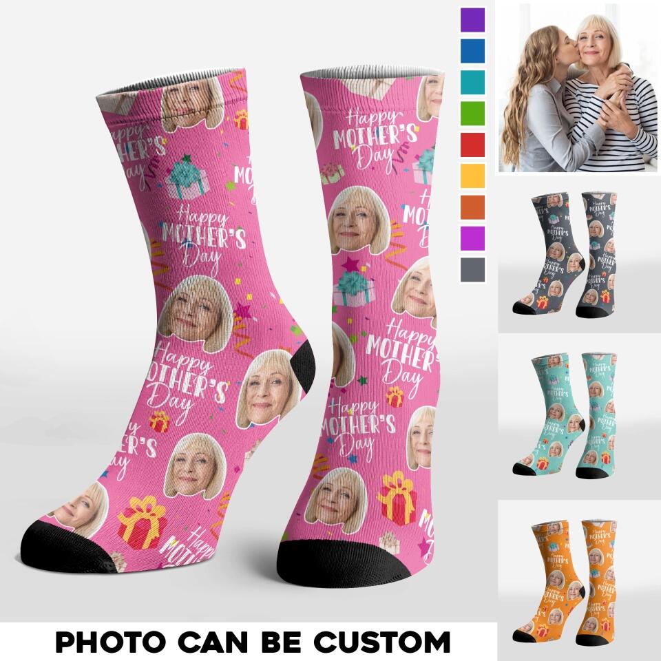 Personalized Upload Your Photo Happy Mother's Day Crew Socks Printed PNHQ1003