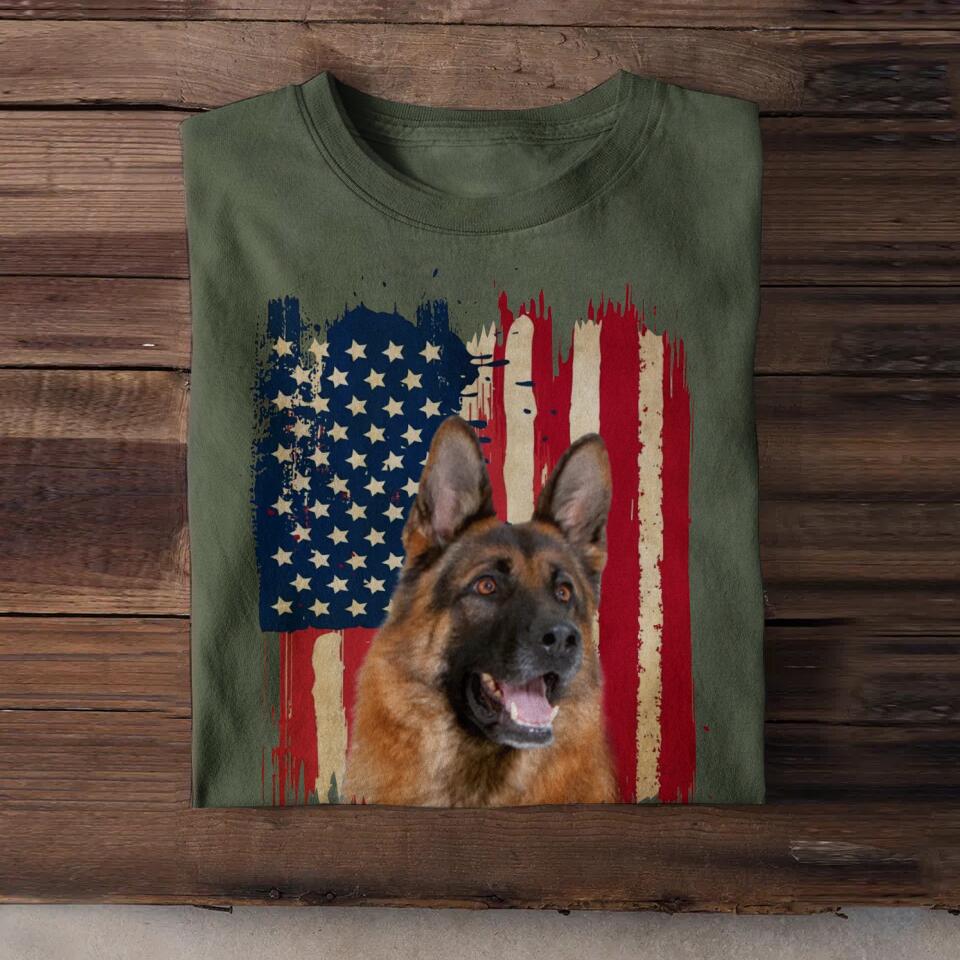 Personalized Upload Photo Dog Lover Flag Tshirt Printed 22MAR-DT10