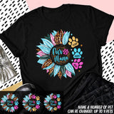 Personalized Fur Mama Sunflower & Pet Name Tshirt Printed 23MAR-DT13