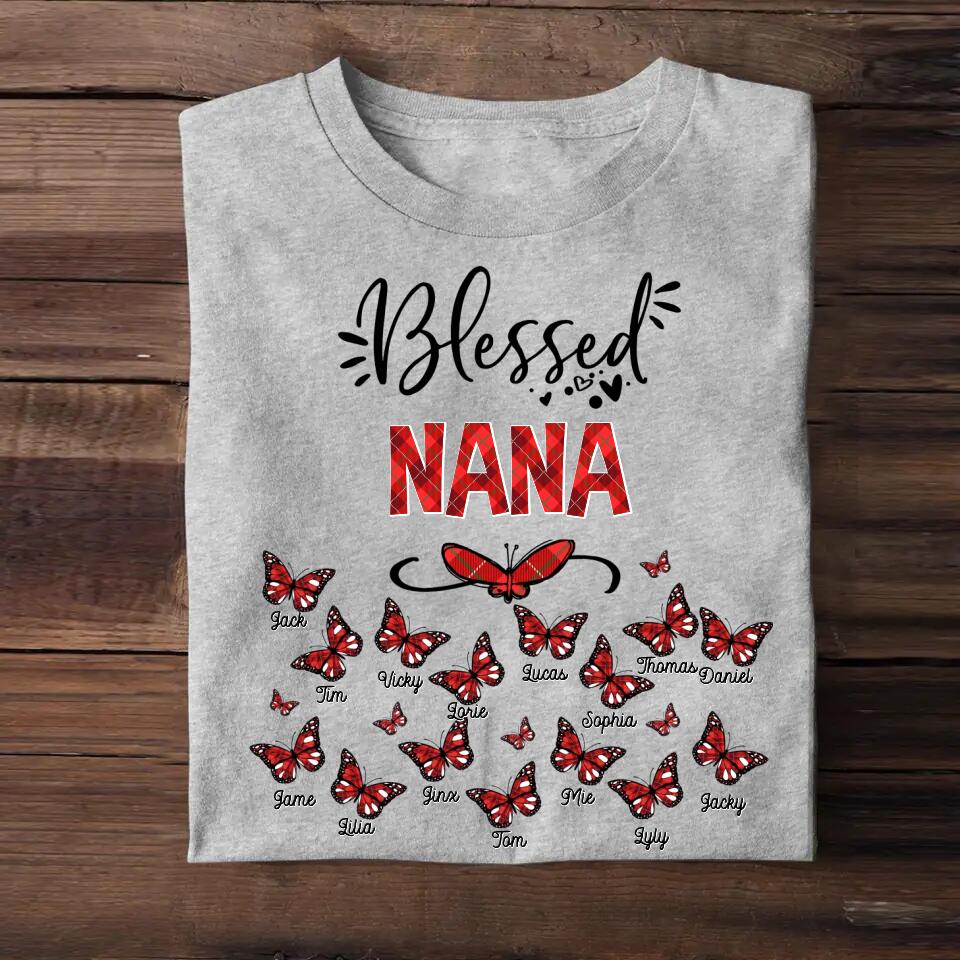 Personalized Nickname Grandma, Blessed Nana Butterfly Tshirt Printed QTDT1403