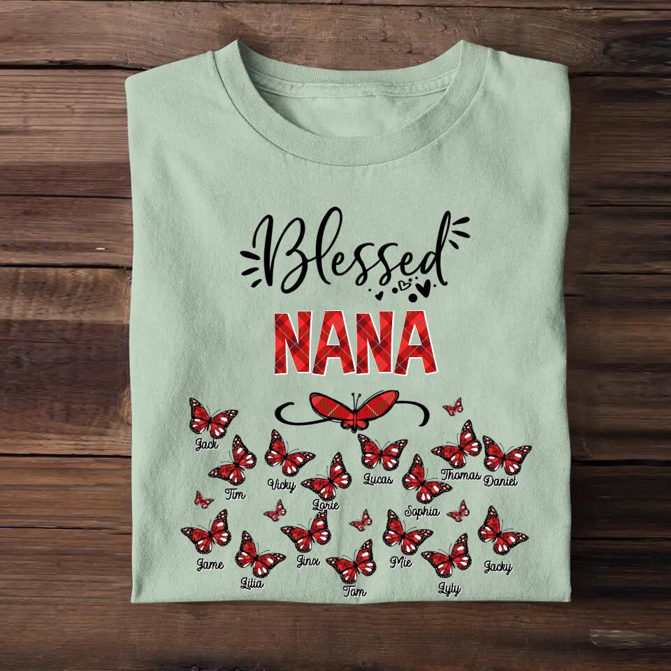 Personalized Nickname Grandma, Blessed Nana Butterfly Tshirt Printed QTDT1403