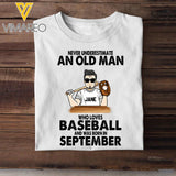 PERSONALIZED SEPTEMBER OLD BASEBALL MAN TSHIRT TNMA2508