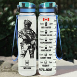Personalized Get Started Remember Your Goal Keep Chugging Don't Give Up Almost There You Did It Refill Now Canadian Veteran/Soldier Rank Camo Water Tracker Bottle Printed 23MAY-DT23